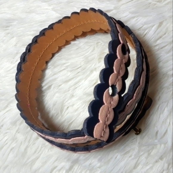 Circle Scalloped Two Tone Leather Belt-Size M main image 2